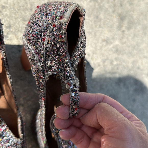 Jeffrey Campbell Foxy Wood Multiglitter Platform Sandals - Picture 9 of 9